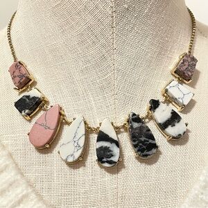 LOFT Black, Pink and White Stone Necklace